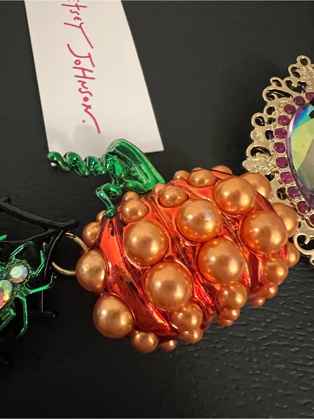 Betsey Johnson Halloween Statement Necklace with Pumpkin, Spider & Ghost Charms - Picture 8 of 16